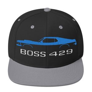 1969 Boss 429 Stang Blue Muscle Car Owners Drivers Custom Embroidered Snapback Hat adjustable snap back