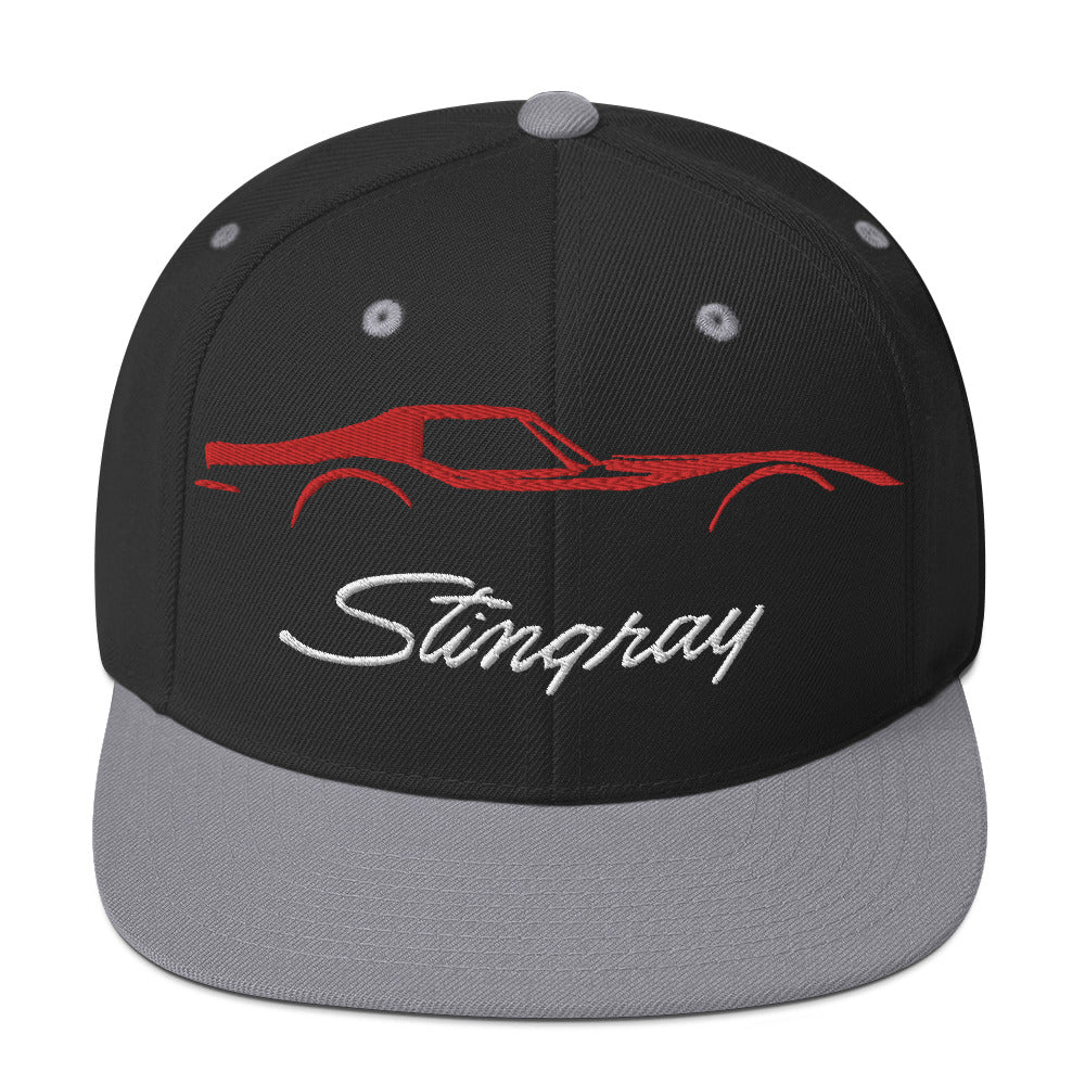 Red C3 Corvette Sports Car Stingray Silhouette 3rd Gen Vette Driver Custom Embroidered Snapback Hat snap back cap