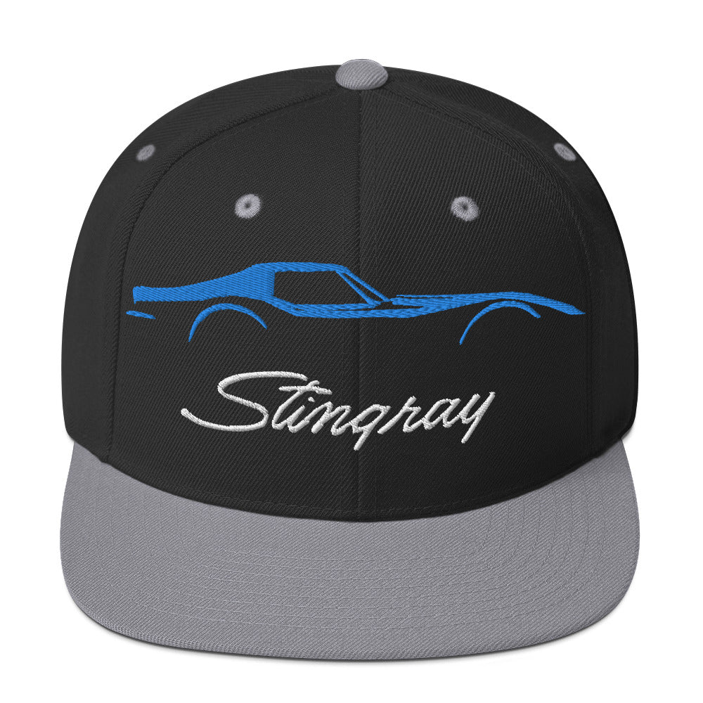 Blue C3 Corvette Sports Car Stingray Silhouette 3rd Gen Vette Driver Custom Embroidered Snapback Hat snap back cap