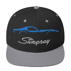 Blue C3 Corvette Sports Car Stingray Silhouette 3rd Gen Vette Driver Custom Embroidered Snapback Hat snap back cap