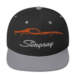 C3 Corvette Stingray Orange Outline Silhouette 3rd Gen Vette Drivers Snapback Hat for Chevy Classic Car Owners