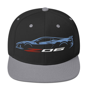 2024 2025 Corvette C8 Z06 Rapid Blue Silhouette 8th Generation Vette Drivers Custom Snapback Hat