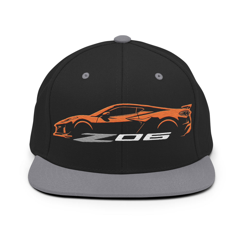 2024 2025 Corvette C8 Z06 Amplify Orange Silhouette 8th Generation Vette Drivers Custom Snapback Hat