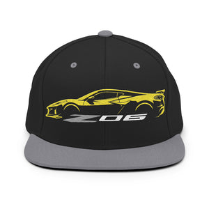 2024 2025 Corvette C8 Z06 Accelerate Yellow Silhouette 8th Generation Vette Drivers Custom Adjustable Snapback Hat