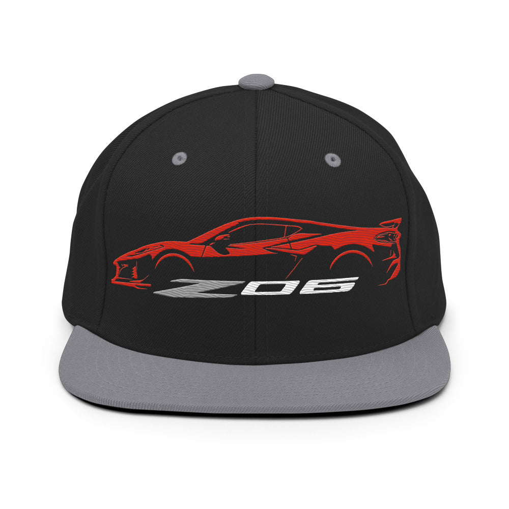 2024 2025 Corvette C8 Z06 Torch Red Silhouette 8th Generation Vette Drivers Custom Snapback Hat adjustable