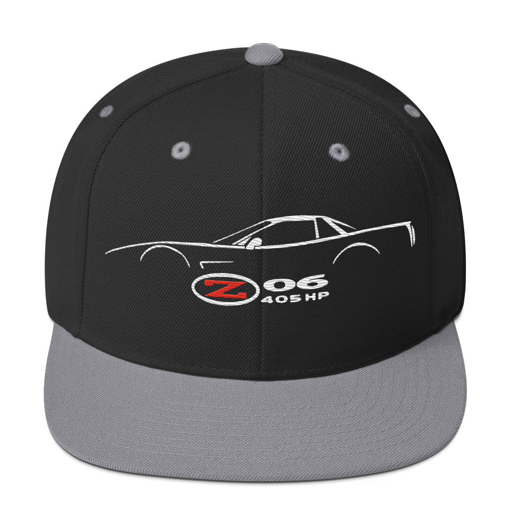 C5 Corvette Z06 snapback hat for Vette Drivers Enthusiasts Speed Lovers Silhouette Custom cap 405 horsepower