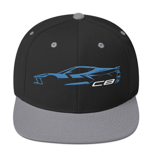 2024 Corvette C8 hat for Vette Drivers Rapid Blue Minimalist Silhouette Custom snapback Cap