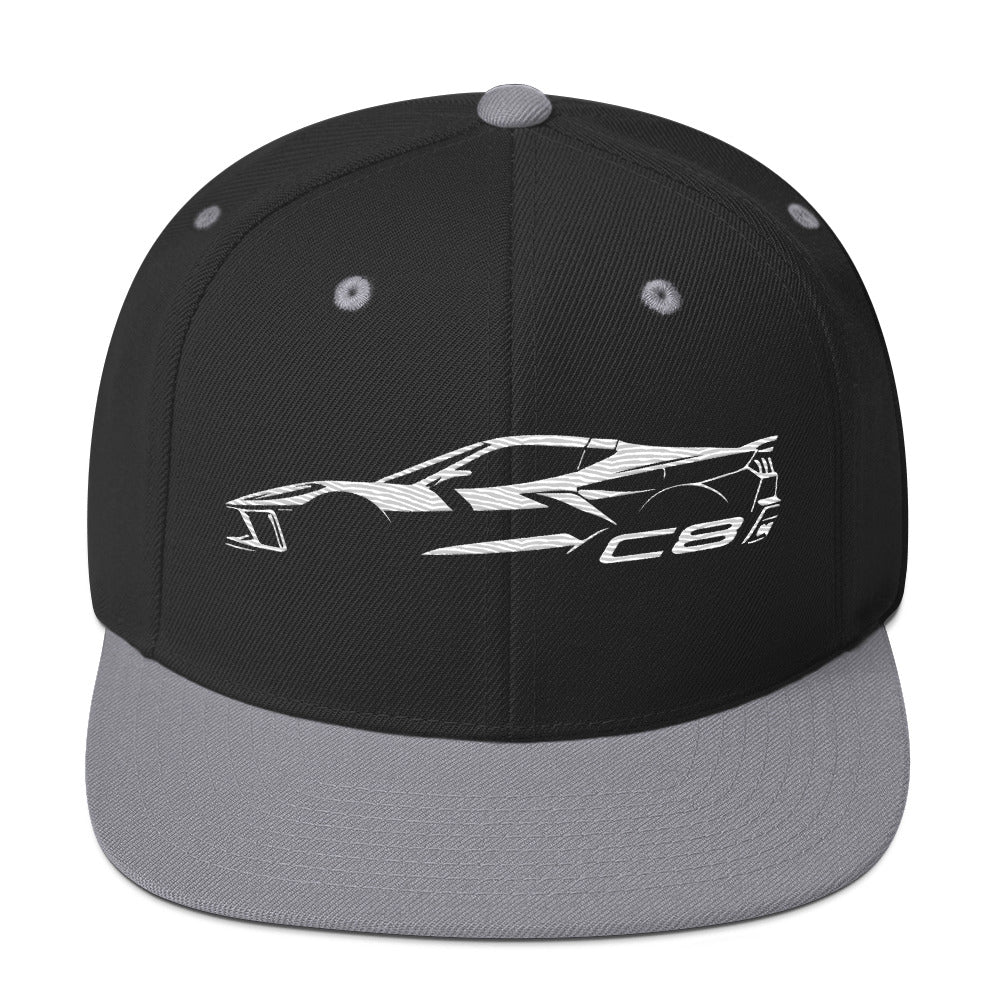 2024 Corvette C8 hat for Vette Drivers Arctic White Minimalist Silhouette Custom snapback Cap