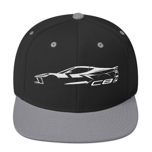 2024 Corvette C8 hat for Vette Drivers Arctic White Minimalist Silhouette Custom snapback Cap