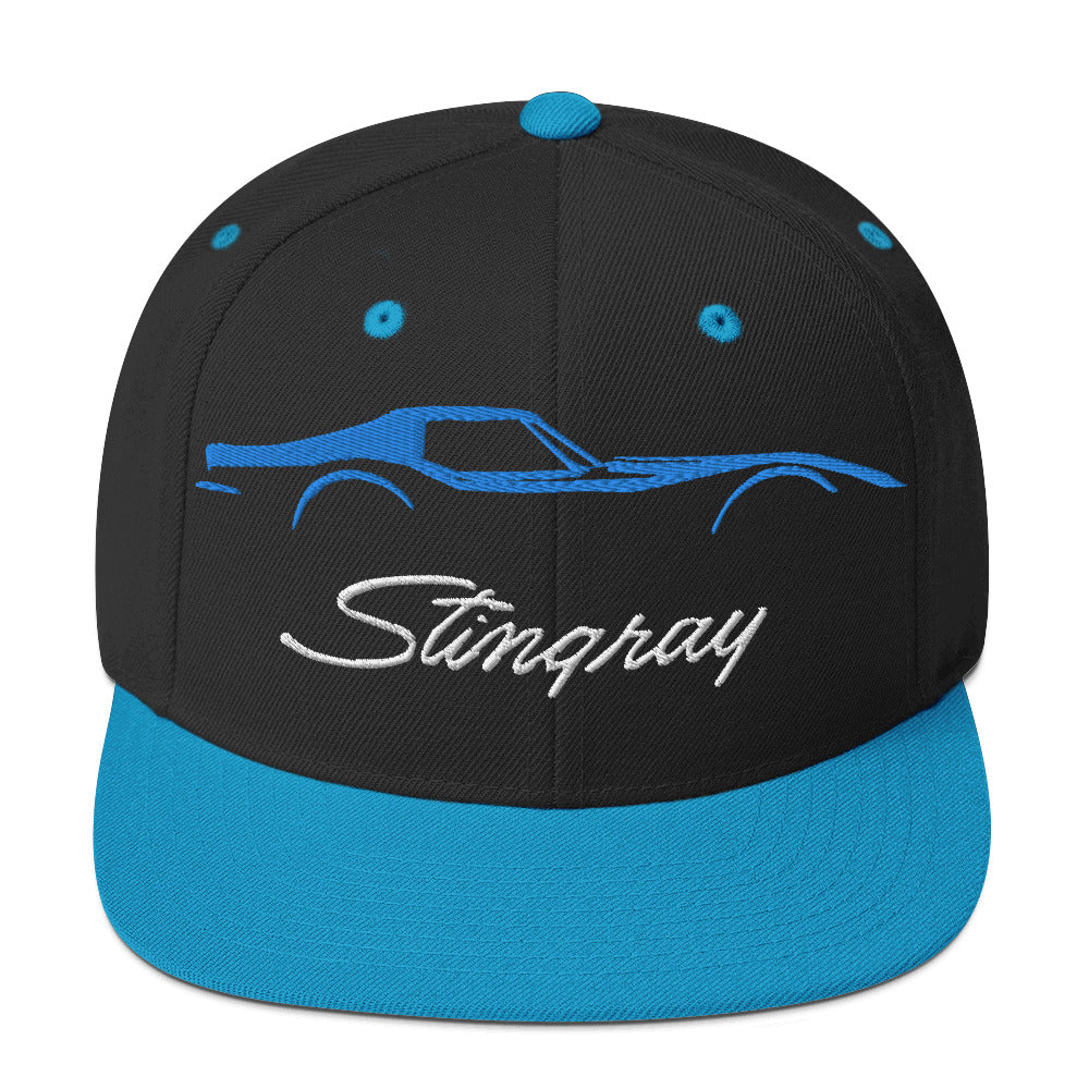 Blue C3 Corvette Sports Car Stingray Silhouette 3rd Gen Vette Driver Custom Embroidered Snapback Hat snap back cap