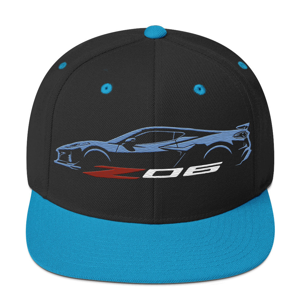 2024 2025 Corvette C8 Z06 Rapid Blue Silhouette 8th Generation Vette Drivers Custom Snapback Hat