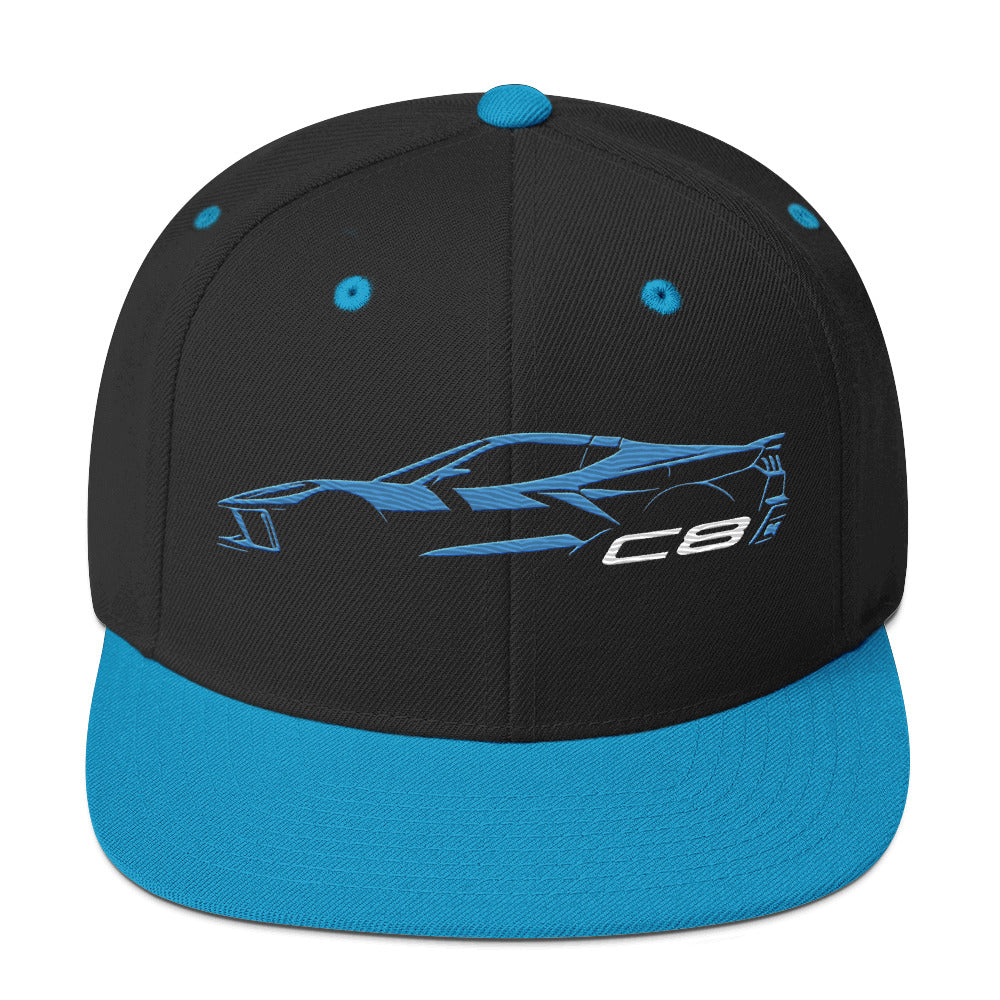 2024 Corvette C8 hat for Vette Drivers Rapid Blue Minimalist Silhouette Custom snapback Cap