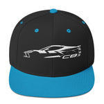 2024 Corvette C8 hat for Vette Drivers Arctic White Minimalist Silhouette Custom snapback Cap