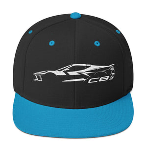 2024 Corvette C8 hat for Vette Drivers Arctic White Minimalist Silhouette Custom snapback Cap