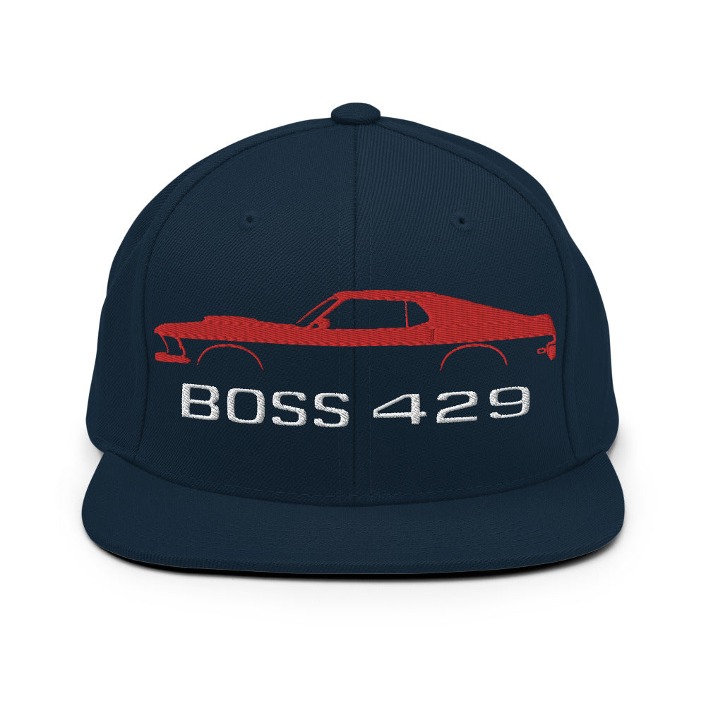 1969 Boss 429 Stang Red Muscle Car Owners Drivers Custom Embroidered Snapback Hat adjustable snap back