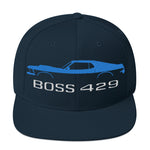 1969 Boss 429 Stang Blue Muscle Car Owners Drivers Custom Embroidered Snapback Hat adjustable snap back