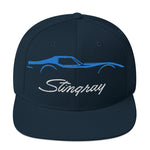 Blue C3 Corvette Sports Car Stingray Silhouette 3rd Gen Vette Driver Custom Embroidered Snapback Hat snap back cap