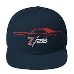 First Gen 1967 1968 1969 Chevy Camaro Z28 Red Outline Silhouette Embroidered Cap for Classic Car Owners Snapback Hat