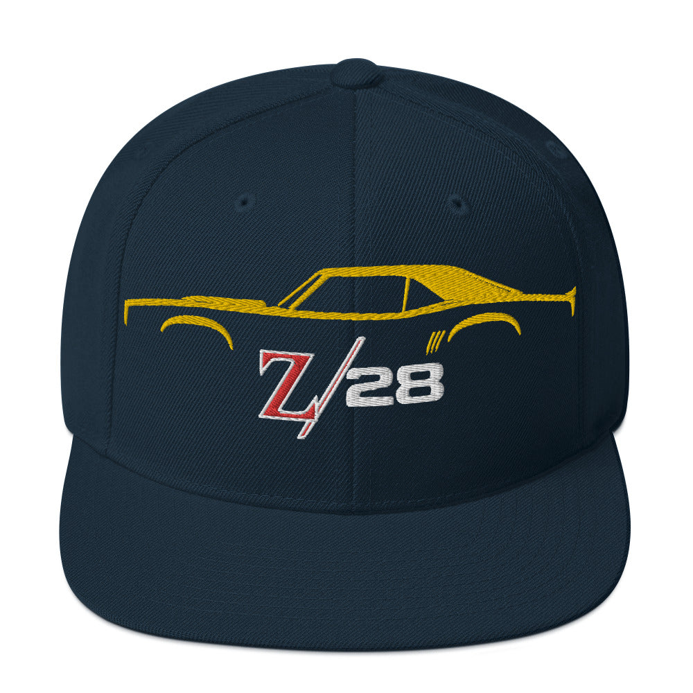 First Gen 1967 1968 1969 Chevy Camaro Z28 Yellow Outline Silhouette embroidered cap for Classic Car Owners Snapback Hat