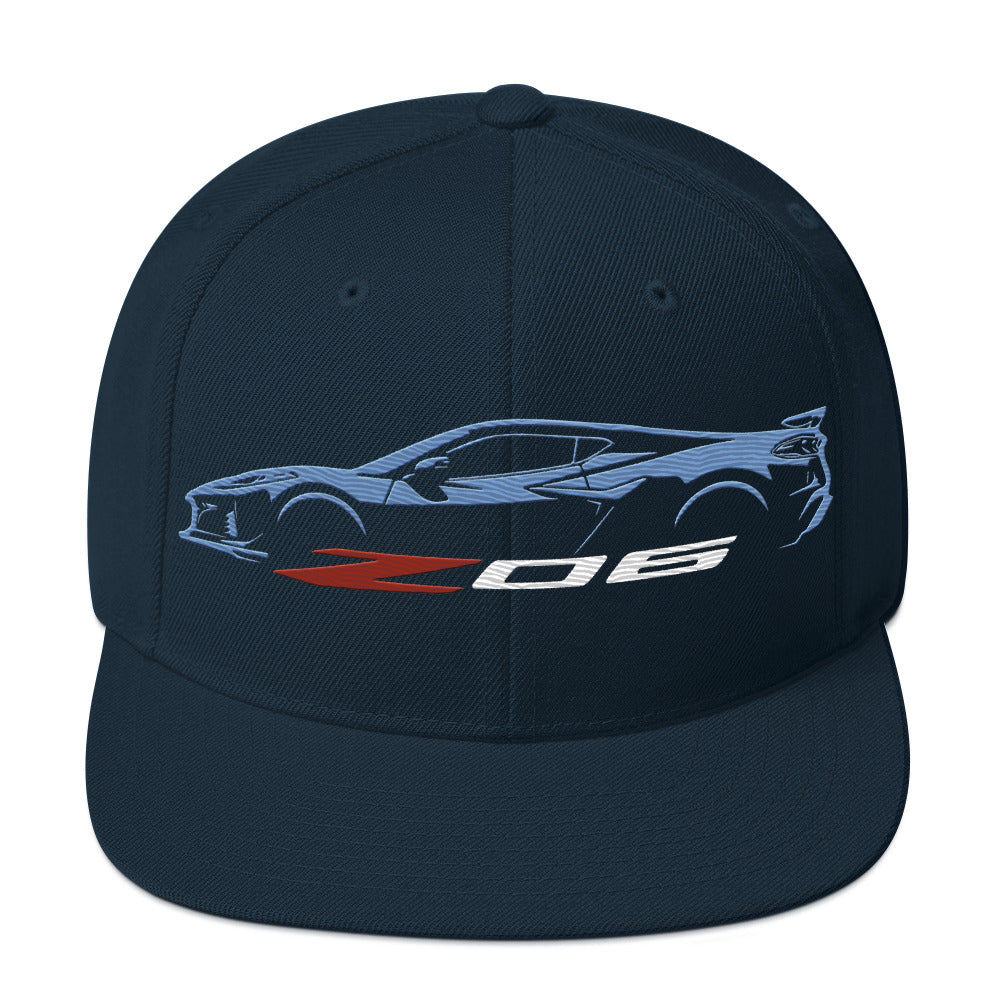 2024 2025 Corvette C8 Z06 Rapid Blue Silhouette 8th Generation Vette Drivers Custom Snapback Hat