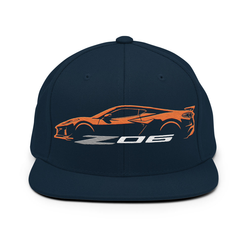 2024 2025 Corvette C8 Z06 Amplify Orange Silhouette 8th Generation Vette Drivers Custom Snapback Hat
