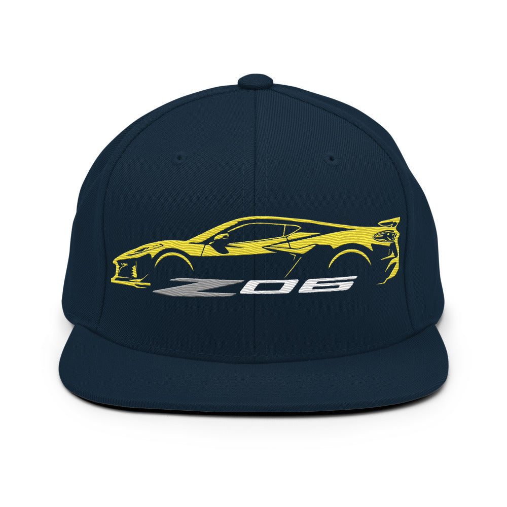 2024 2025 Corvette C8 Z06 Accelerate Yellow Silhouette 8th Generation Vette Drivers Custom Adjustable Snapback Hat