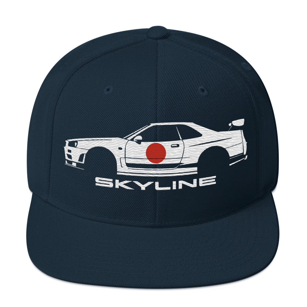 R34 GT-R Skyline hat for JDM Car Enthusiasts Japanese Automotive Culture GTR snapback cap