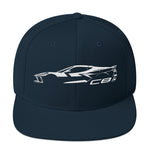 2024 Corvette C8 hat for Vette Drivers Arctic White Minimalist Silhouette Custom snapback Cap