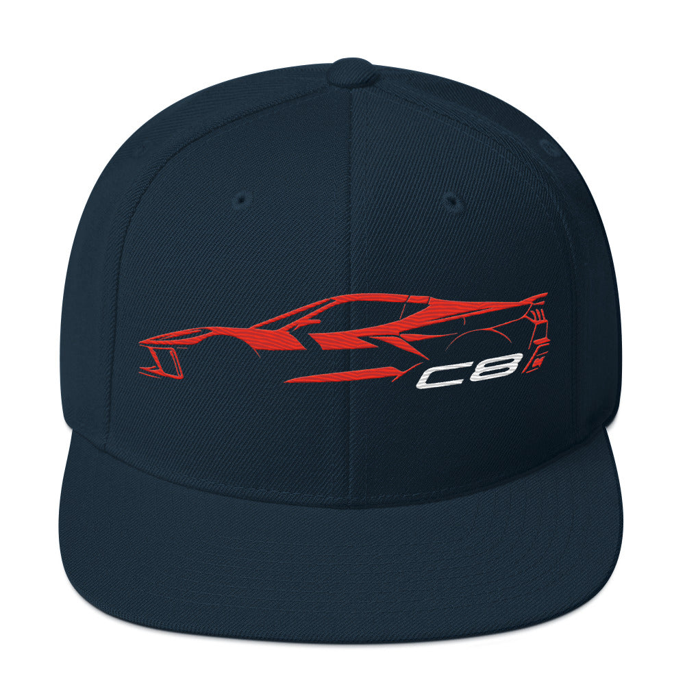 2024 Corvette C8 hat for Vette Drivers Torch Red Minimalist Silhouette snapback Cap