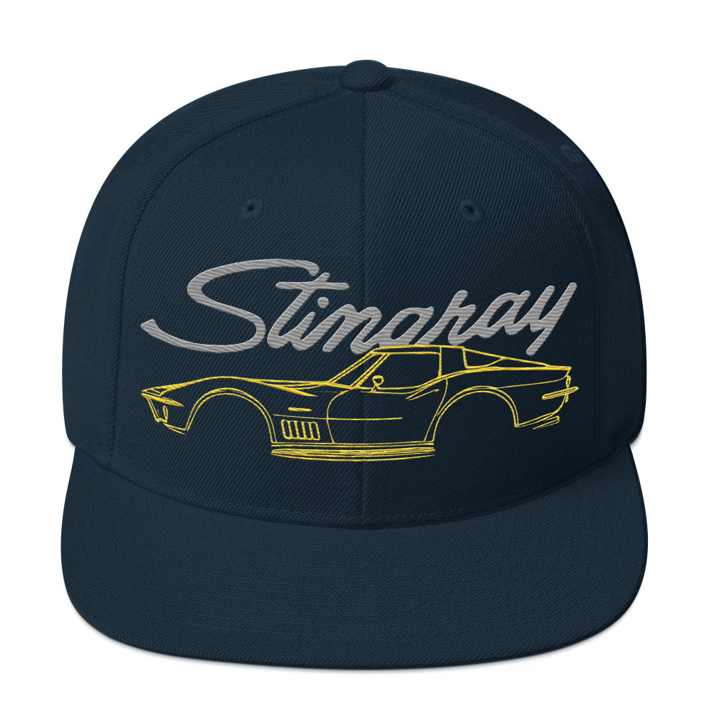 1969 Corvette C3 Stingray hat for Chevy Classic Car Drivers Yellow 69 Vette Line Art snapback Cap