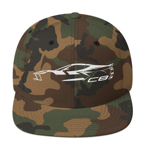 2024 Corvette C8 hat for Vette Drivers Arctic White Minimalist Silhouette Custom snapback Cap