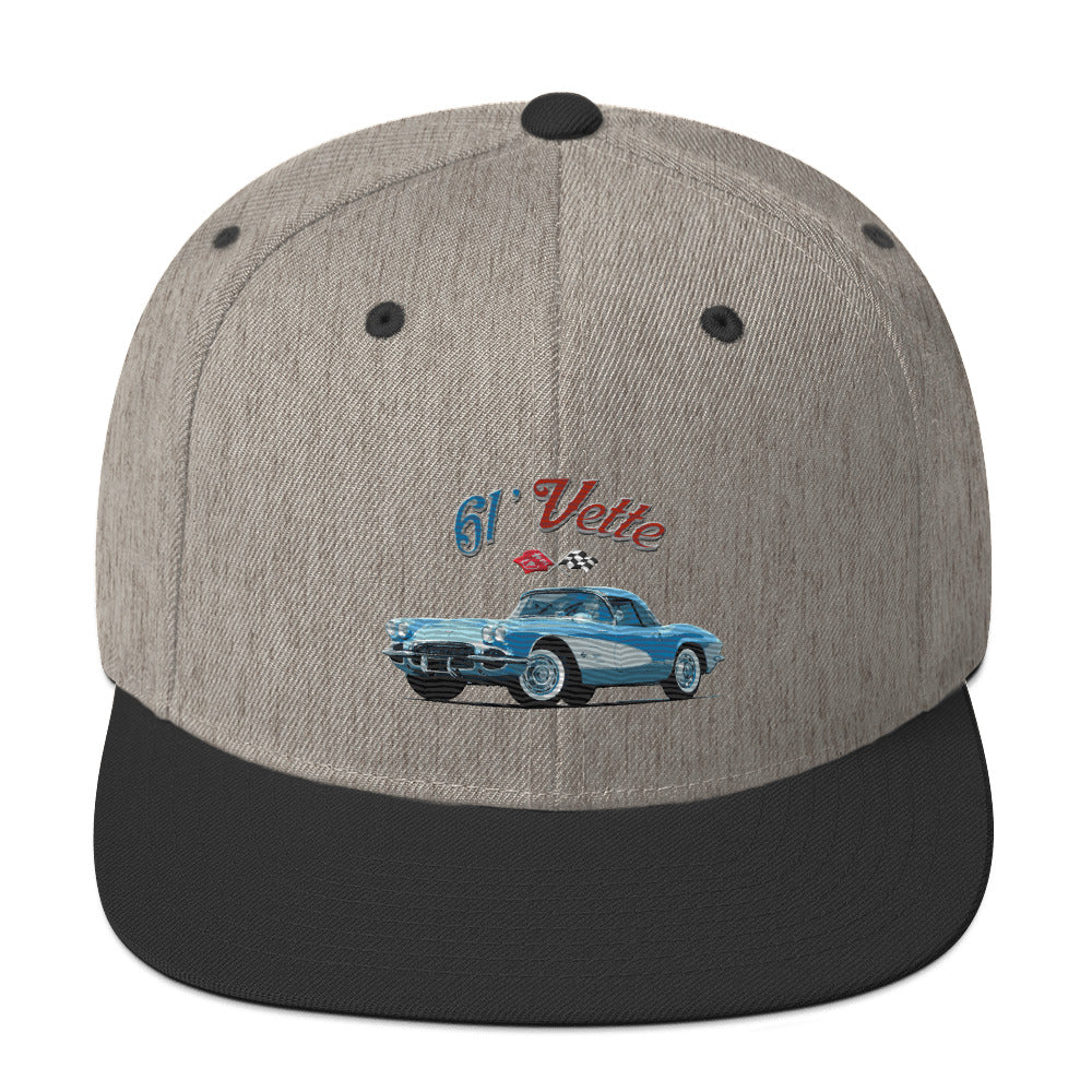 1961 Corvette C1 Jewel Blue 61 Vette Owner Classic Car embroidered Snapback Hat adjustable snap back