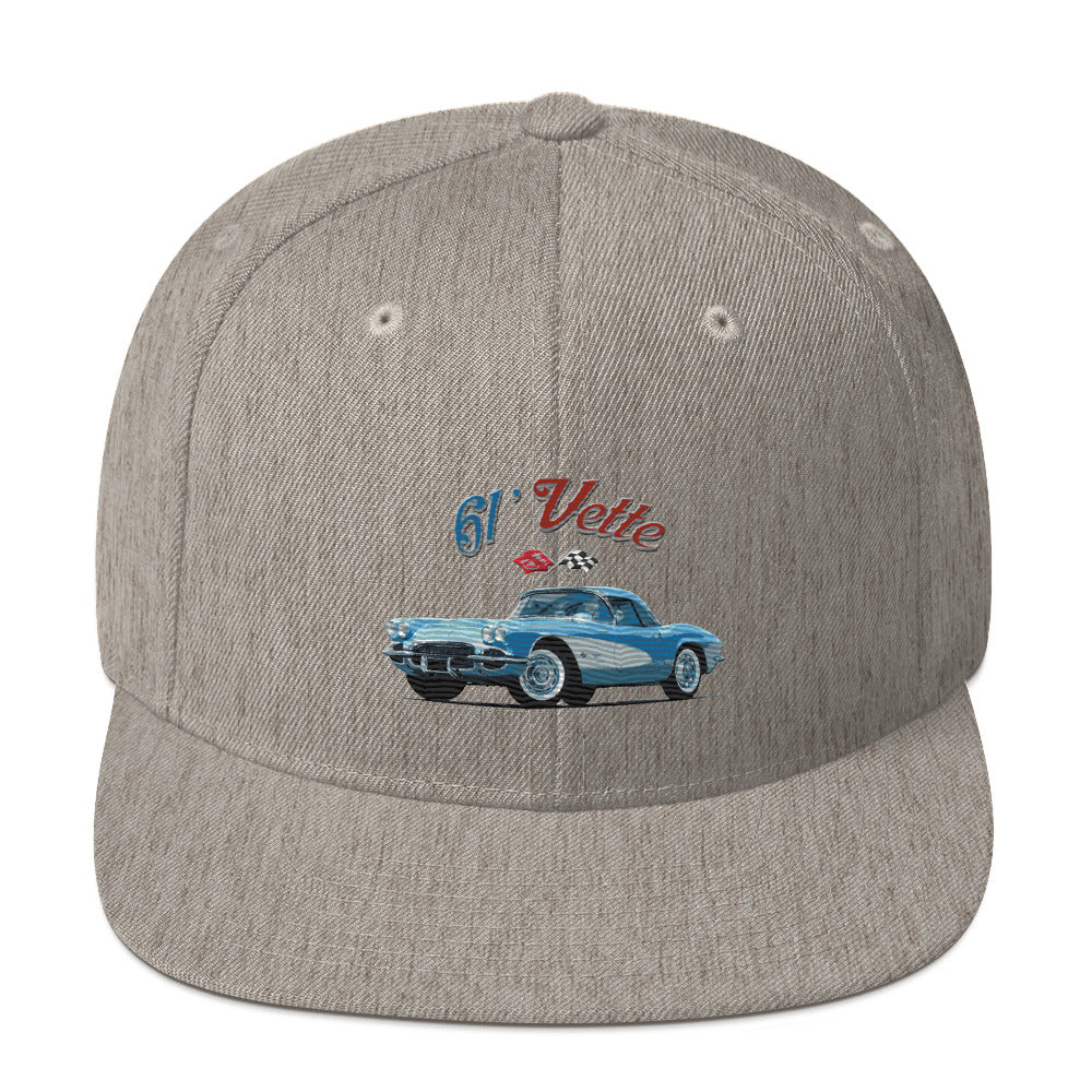 1961 Corvette C1 Jewel Blue 61 Vette Owner Classic Car embroidered Snapback Hat adjustable snap back