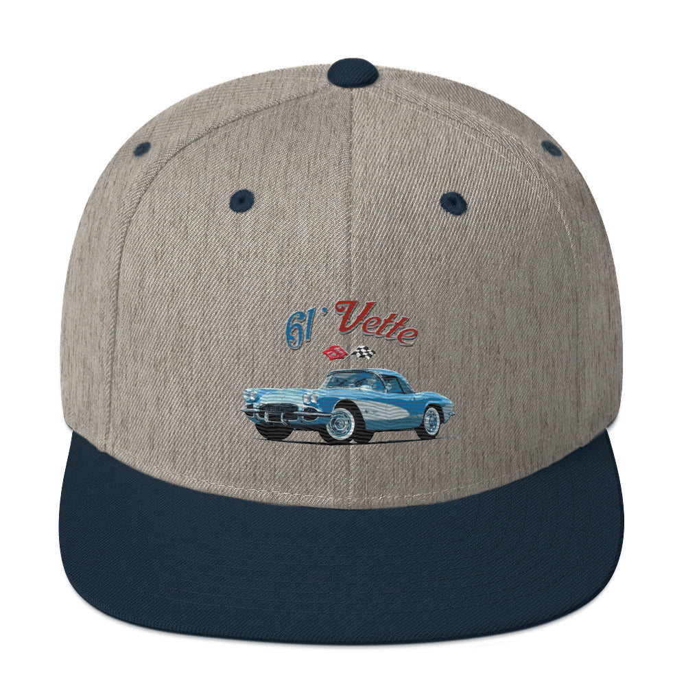 1961 Corvette C1 Jewel Blue 61 Vette Owner Classic Car embroidered Snapback Hat adjustable snap back