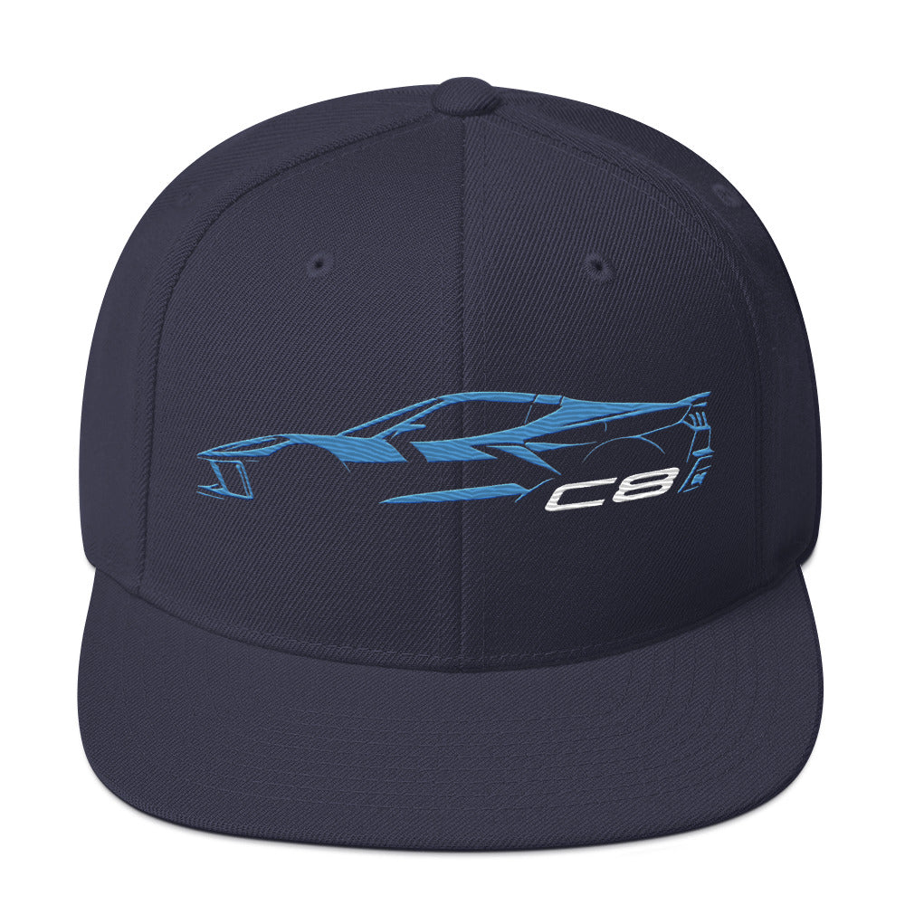 2024 Corvette C8 hat for Vette Drivers Rapid Blue Minimalist Silhouette Custom snapback Cap