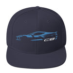 2024 Corvette C8 hat for Vette Drivers Rapid Blue Minimalist Silhouette Custom snapback Cap
