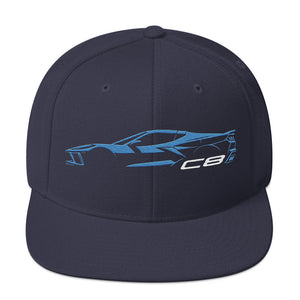2024 Corvette C8 hat for Vette Drivers Rapid Blue Minimalist Silhouette Custom snapback Cap