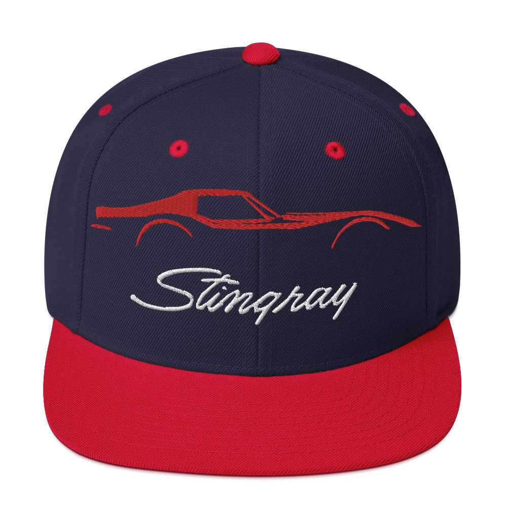 Red C3 Corvette Sports Car Stingray Silhouette 3rd Gen Vette Driver Custom Embroidered Snapback Hat snap back cap