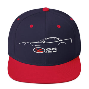 C5 Corvette Z06 snapback hat for Vette Drivers Enthusiasts Speed Lovers Silhouette Custom cap 405 horsepower