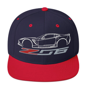 C7 Corvette Z06 snapback hat for 7th Gen Vette Drivers Owners Custom Car Show adjustable Cap