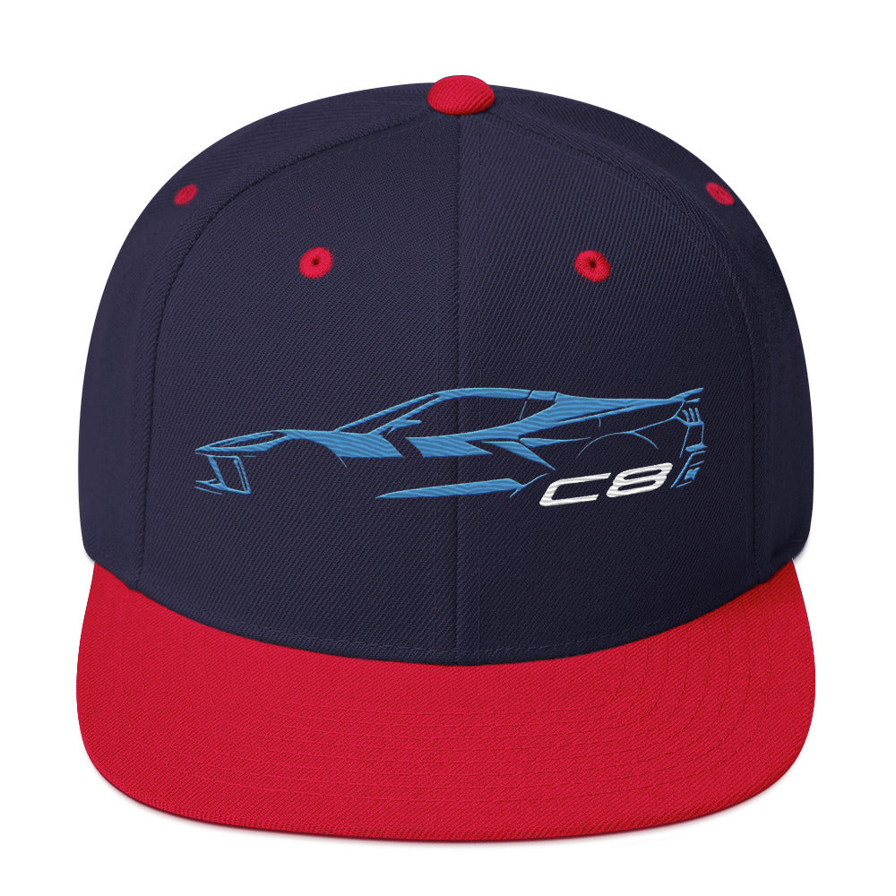 2024 Corvette C8 hat for Vette Drivers Rapid Blue Minimalist Silhouette Custom snapback Cap