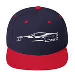 2024 Corvette C8 hat for Vette Drivers Arctic White Minimalist Silhouette Custom snapback Cap