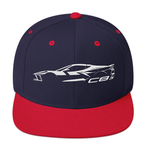 2024 Corvette C8 hat for Vette Drivers Arctic White Minimalist Silhouette Custom snapback Cap