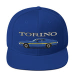 1972 Gran Torino Blue Muscle Car Owner Snapback Hat adjustable snap back