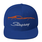 C3 Corvette Stingray Orange Outline Silhouette 3rd Gen Vette Drivers Snapback Hat for Chevy Classic Car Owners