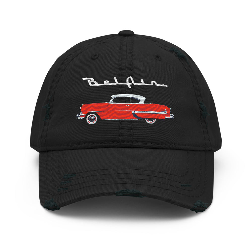 1954 Chevy Bel Air Red Antique Classic Car Collector Cars Distressed Dad Hat