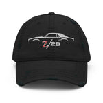 First Gen 1967 1968 1969 Chevy Camaro Z28 Outline Silhouette Embroidered cap for Classic Car Owners Distressed Dad Hat