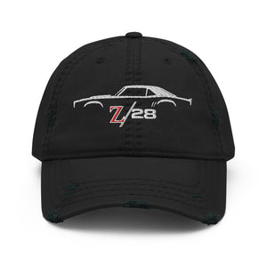 First Gen 1967 1968 1969 Chevy Camaro Z28 Outline Silhouette Embroidered cap for Classic Car Owners Distressed Dad Hat