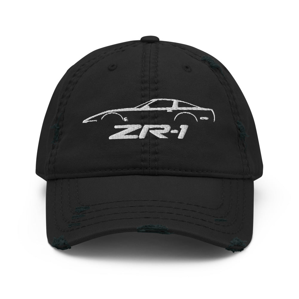 C4 Corvette ZR1 distressed Dad hat silhouette design for Fourth Gen Vette Owners Drivers ZR-1 Cap