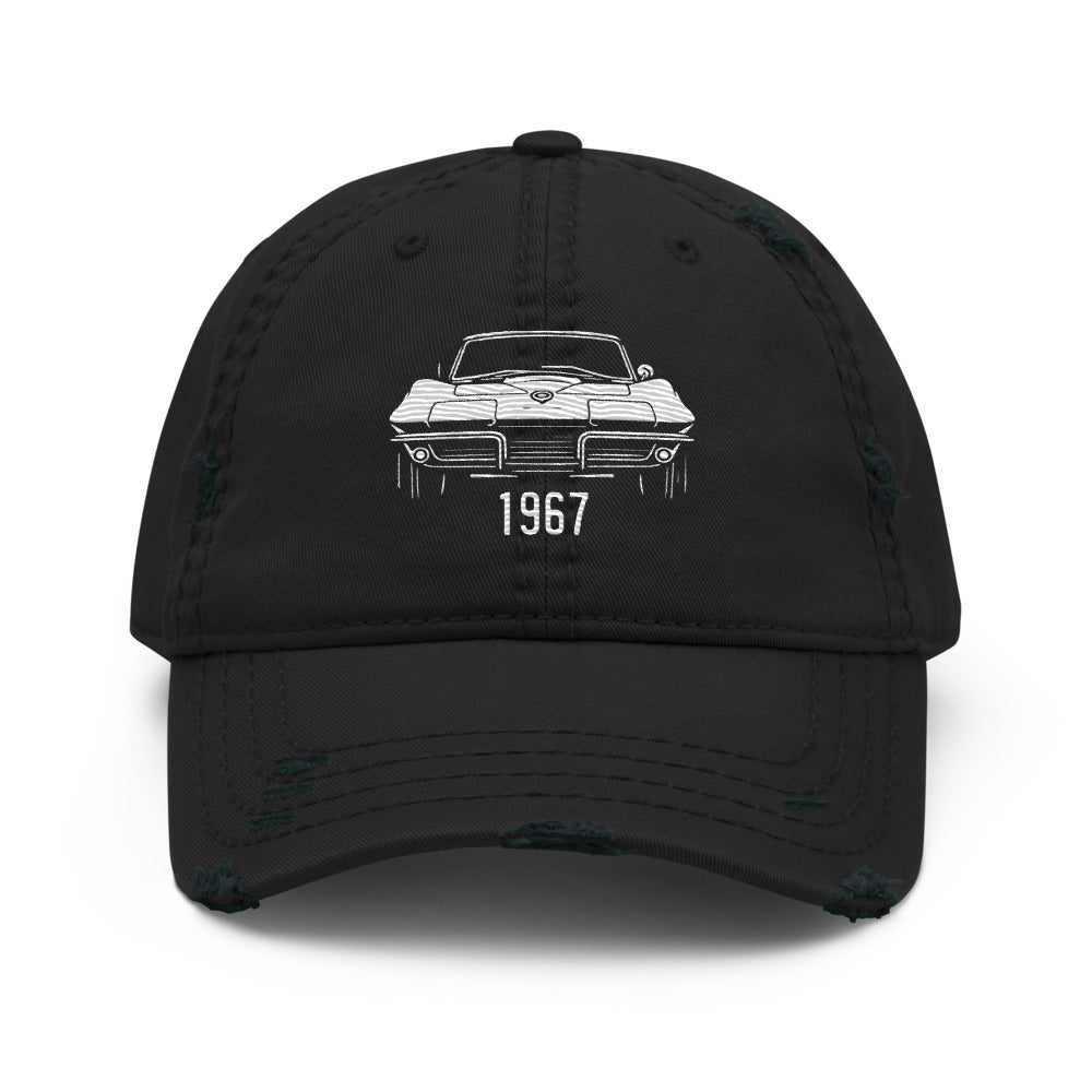 1967 Corvette Dad hat for Chevy Classic car Owners C2 Vette Line Art Embroidery distressed Cap